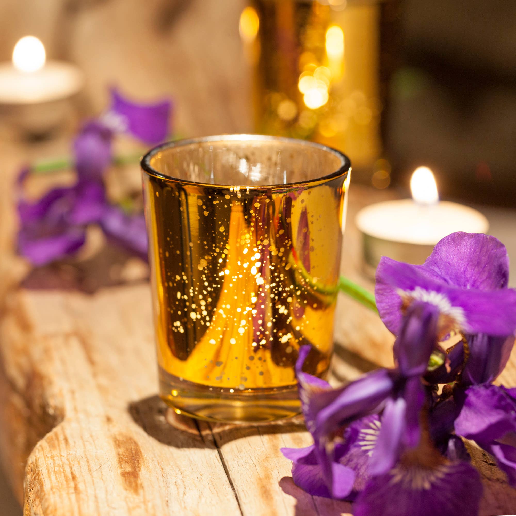 Glass Votive Candle Holder 3.25" Pack of 12 - Gold for wholesale on Faire2