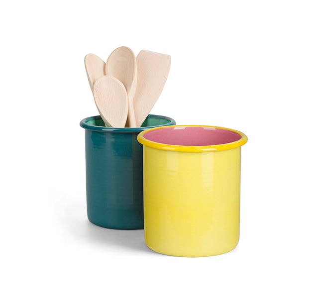 British Colour Standard North America - Wholesale Utensil Holder - BRITISH COLOUR STANDARD - Tall Enamel Utensil Holder in Sulphur Yellow / Old Rose3