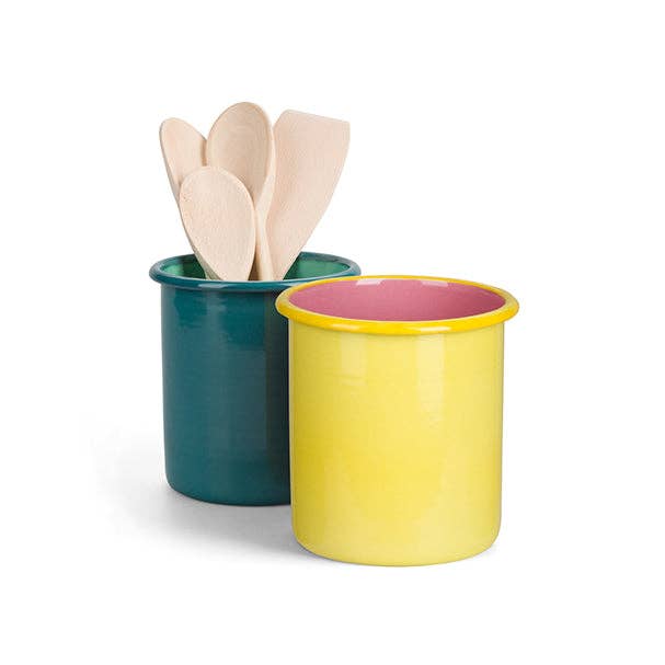 British Colour Standard North America - Wholesale Utensil Holder - BRITISH COLOUR STANDARD - Tall Enamel Utensil Holder in Sulphur Yellow / Old Rose3