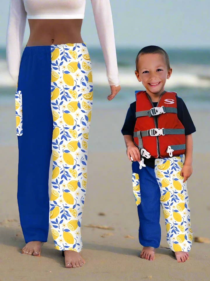 Pantaloni Asciugamano - Motivo Limone - DISPONIBILI Spedizione Veloce - Spiaggia, Nuoto, Abbigliamento da Resort, Ragazzi, Ragazze, Adulti per la vendita all'ingrosso da parte di Paradise Towelwear