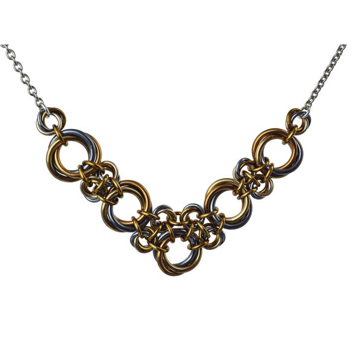 Knotted Metal V Necklace - Wasteland for wholesale by Rebeca Mojica Jewelry