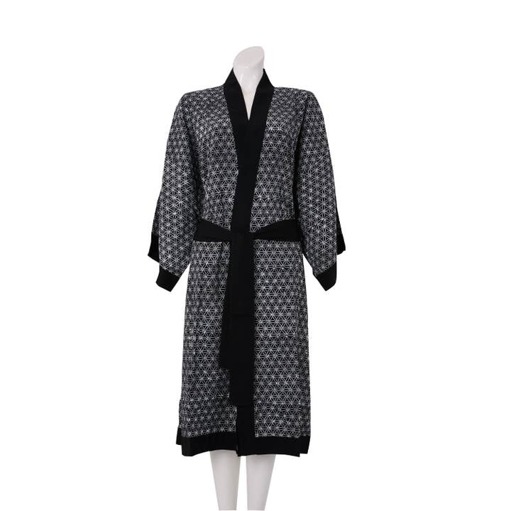 kimono flor de la vida negro para venta al por mayor de LINDA HERING