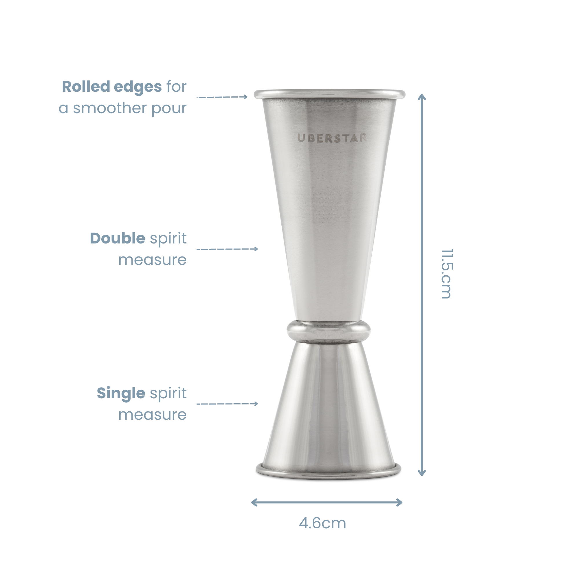 UBERSTAR - Wholesale Jigger - Double Jigger Stainless Spirit Measure 25ml/50ml - Silver3