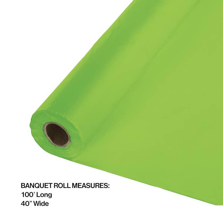 Bulk Party Decor - Wholesale Disposable Table Cover/Runner - Fresh Lime Plastic Banquet Table Roll 100 ft x 40"2
