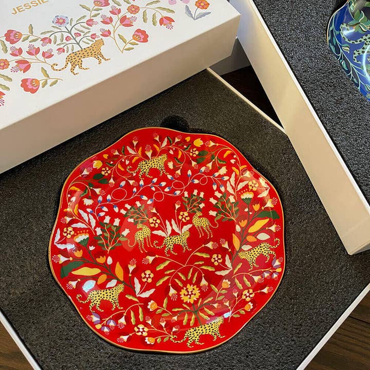 Jessie Zhao New York - Wholesale Salad Plate - Leopards Forest Bone China Salad Plates, Set of Four8