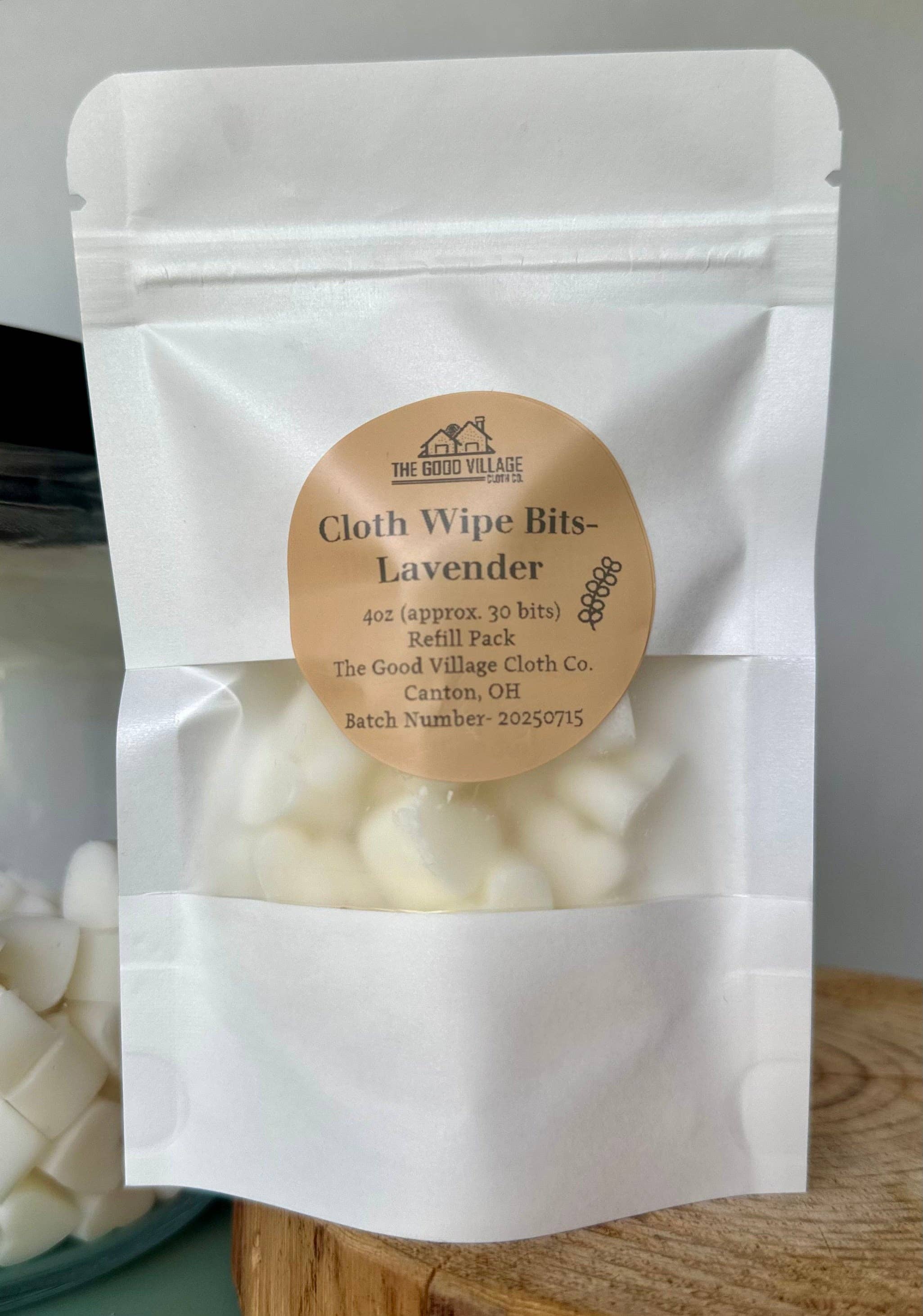 The Good Village Cloth Co + Market - Wholesale Face & Body Wipes - Cloth Wipe Bits - 4oz Refill Pouch5