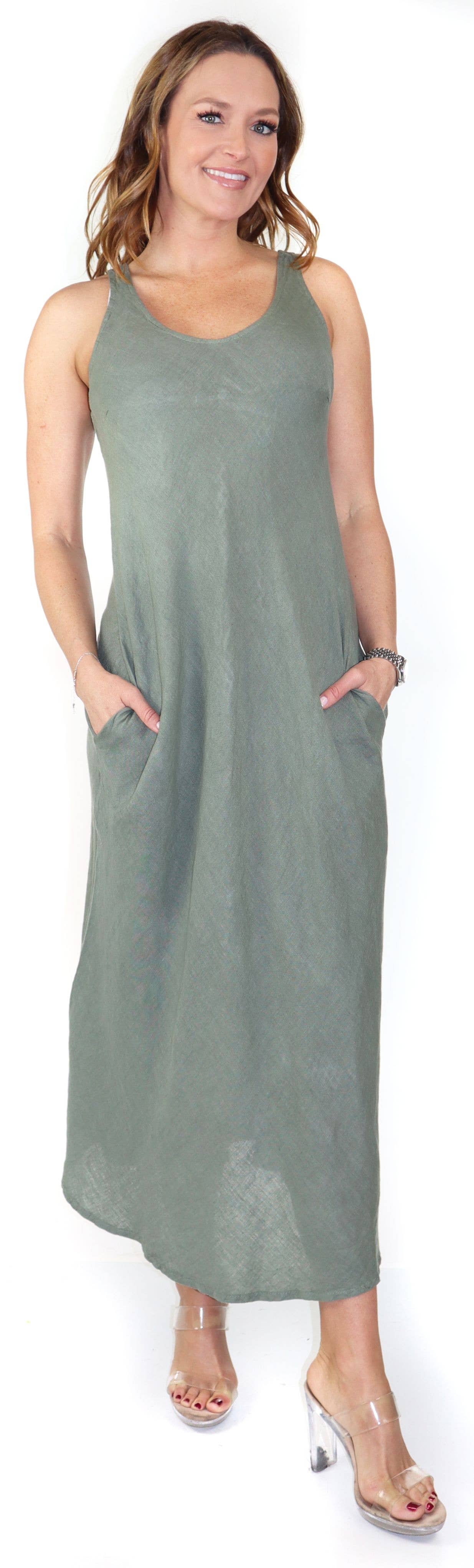 LINEN AND GAUZE - Wholesale Dress - Women's - Biased Cut For excellent fit Pure linen summer maxi dress15