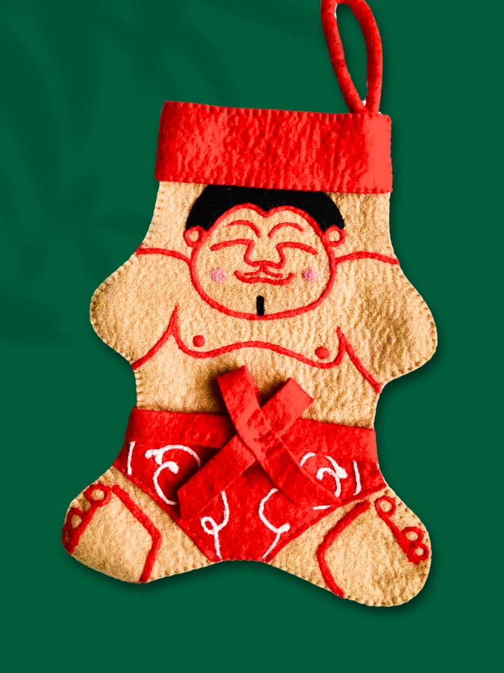 Sumo Wrestler Japanese Christmas Stocking Felt Holiday Decor for wholesale by Averfelt