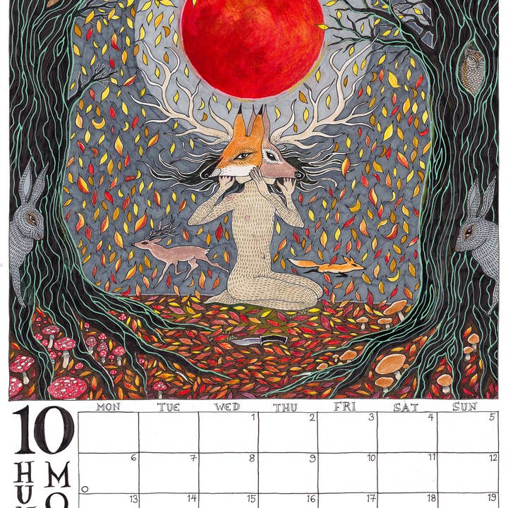 Fox & Comet - Wholesale Calendar - Illustrated Wall Calendar - The Calendar of the Full Moon10