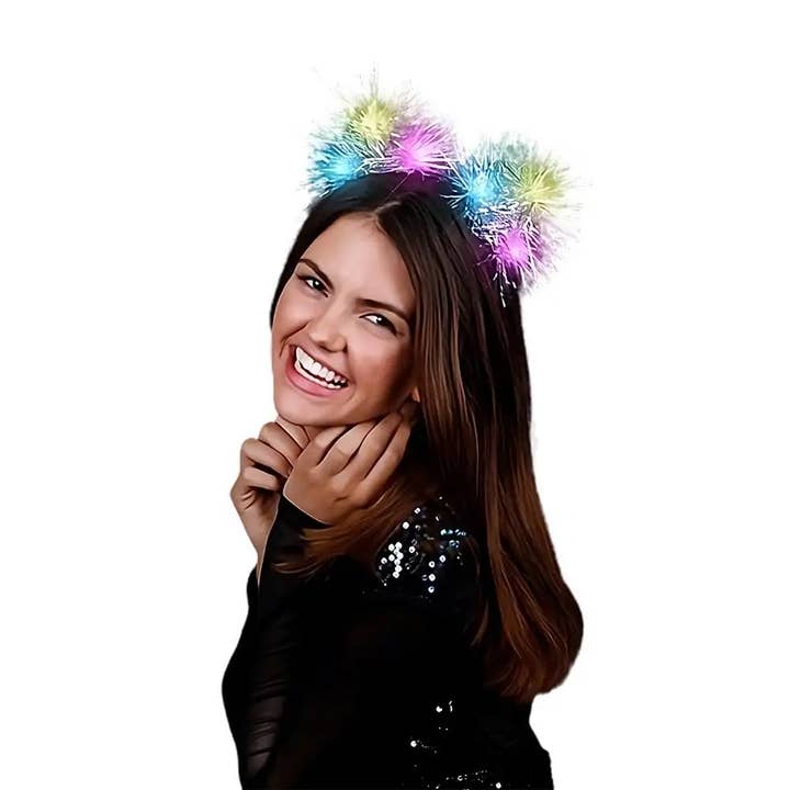 Blinkee.com, LLC - Wholesale Fashion Headband - Women's - Light Up Tinsel Fluffy Cat Ears Headband