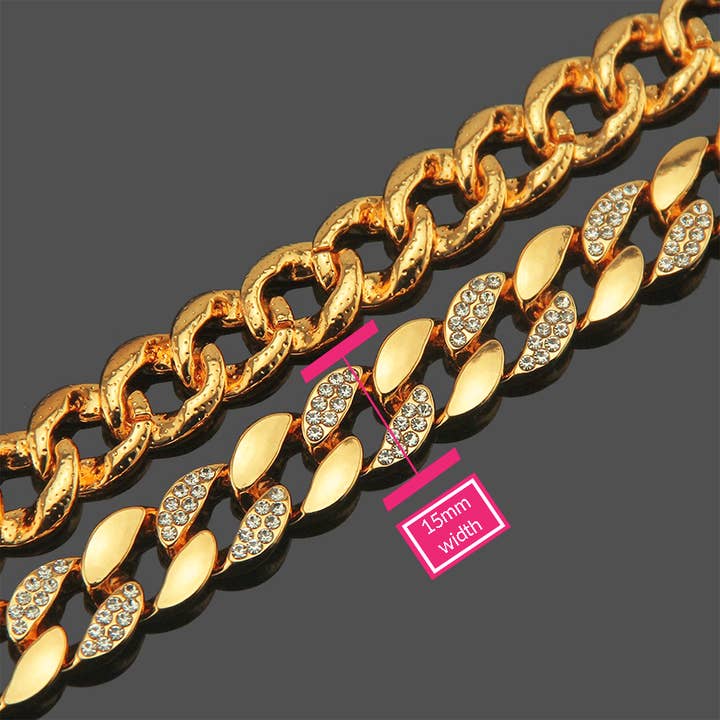 EMESLY - Wholesale Link & Chain Necklace - Miami Cuban Necklace (15mm, Gold)1