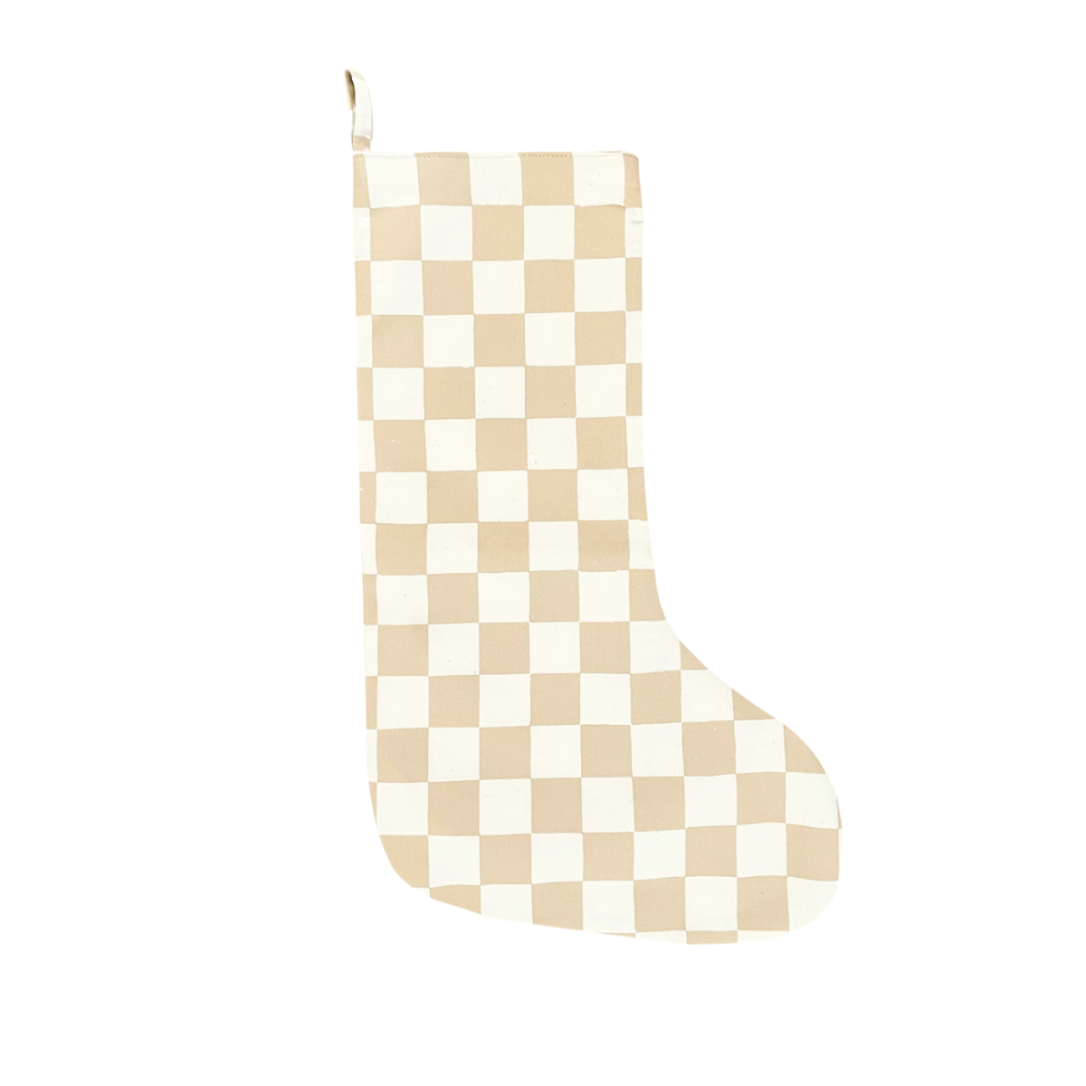Imani + Kids by Imani Collective - Wholesale Holiday Stocking - Natural Canvas Christmas Stocking, Checkered Taupe Print3