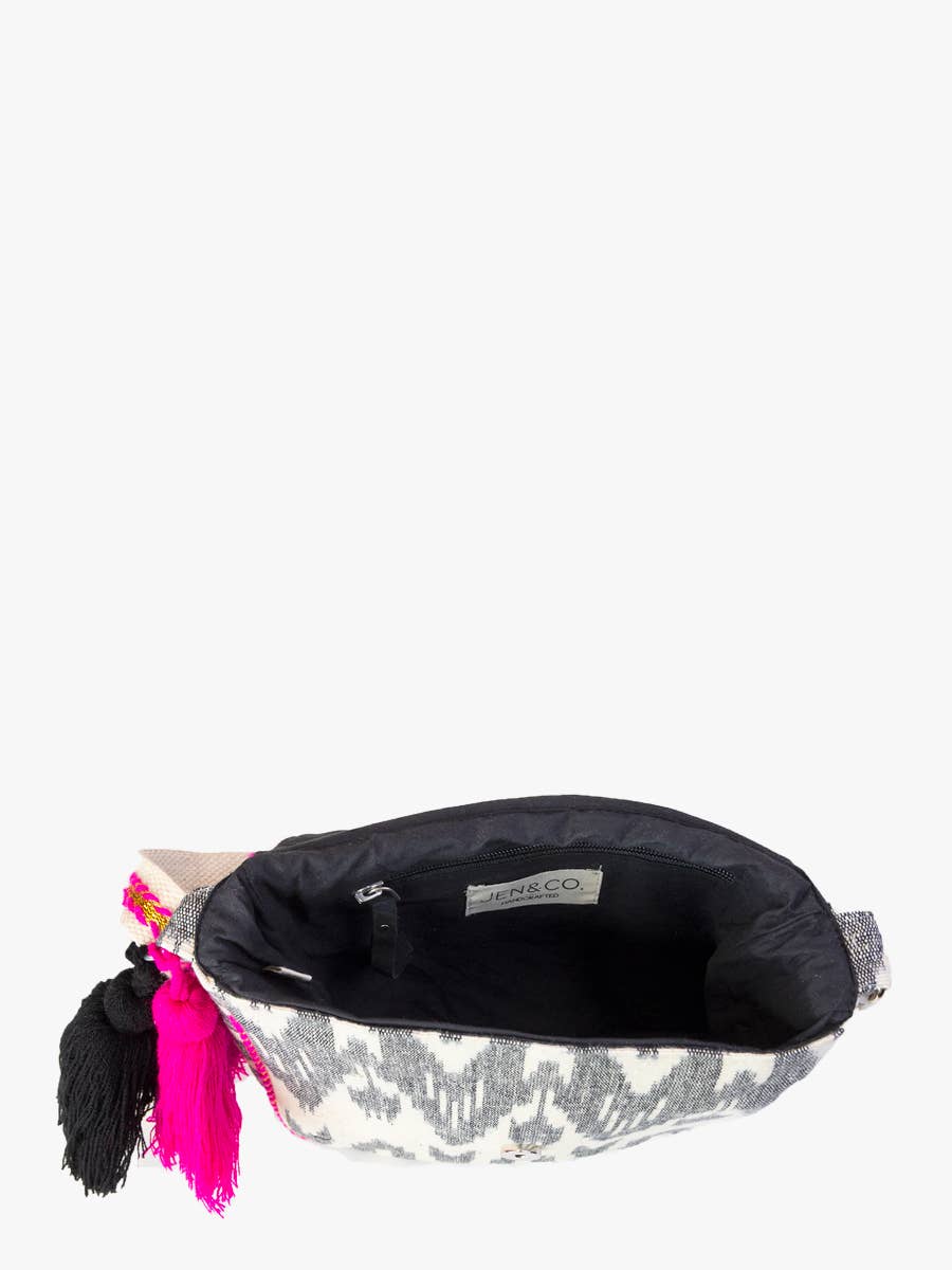 Hot Pink M2311 Addison Aztec Cotton Crossbody w/ Flapover for wholesale on Faire1