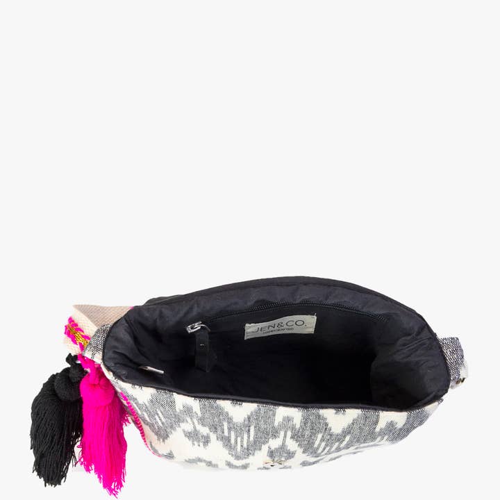 Hot Pink M2311 Addison Aztec Cotton Crossbody w/ Flapover for wholesale on Faire1