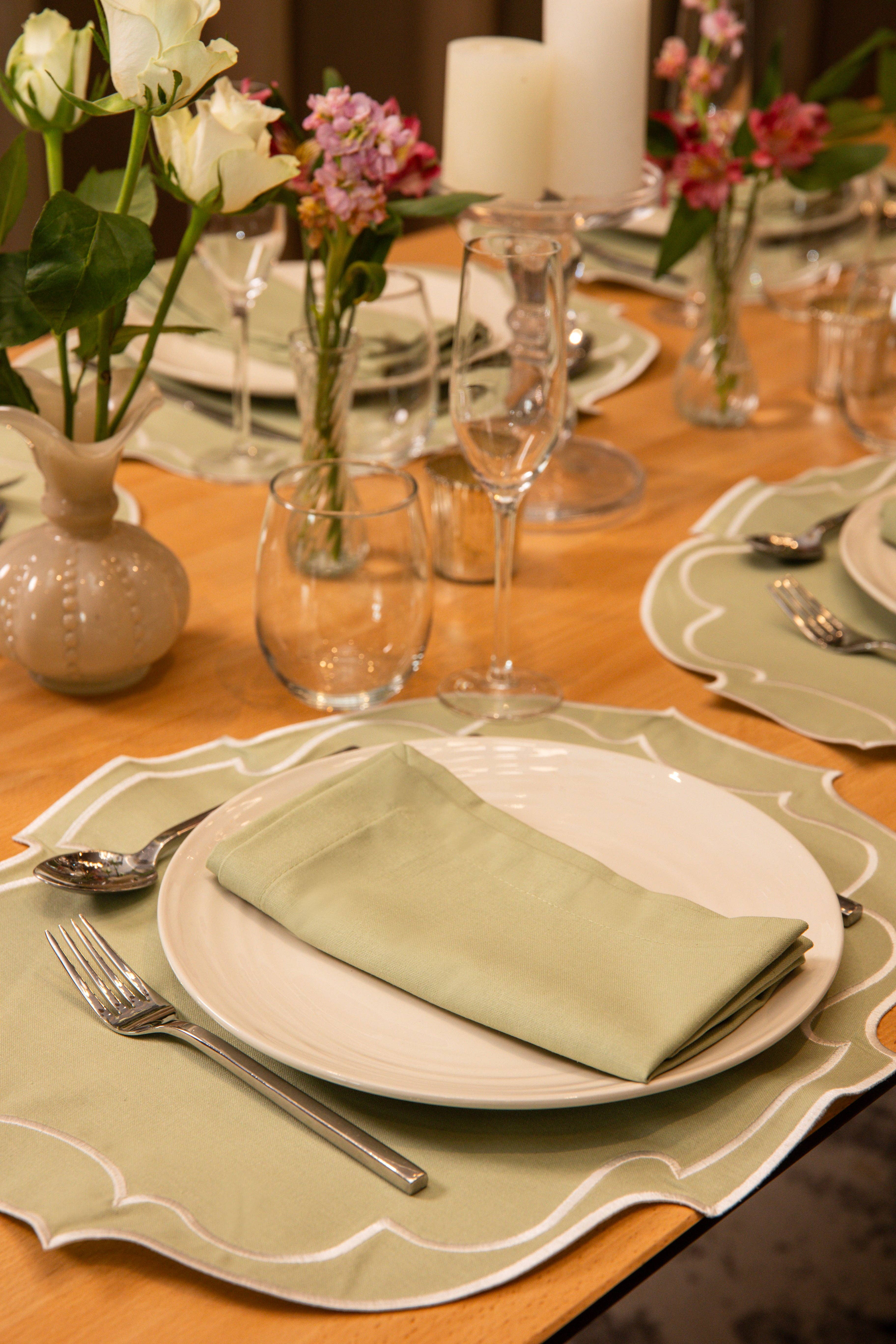 Top Tables Retail – wholesale Placemat – Taylor Embroidered Oval Placemats - Latte • Set of 23