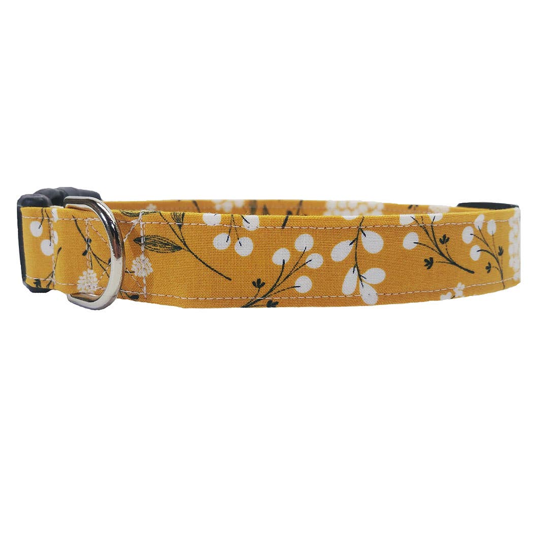 Buddy and Friends - Wholesale Pet Collar - Dog - Mustard Yellow Floral Buckle Collar0