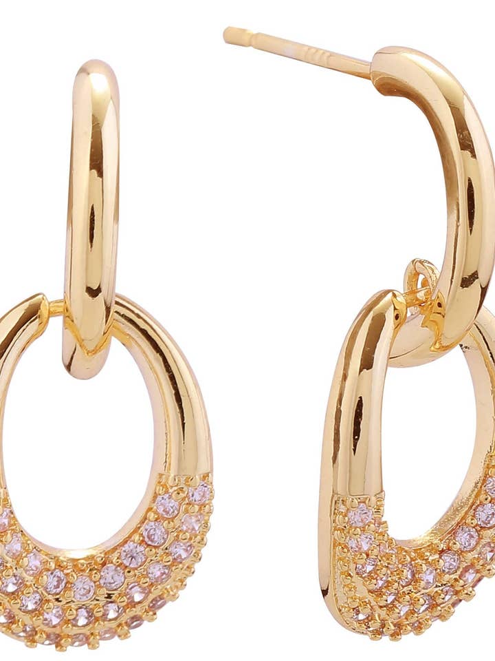 14K Lucky Drop Pave CZ Dangle Earrings for wholesale by MiMi Wholesale