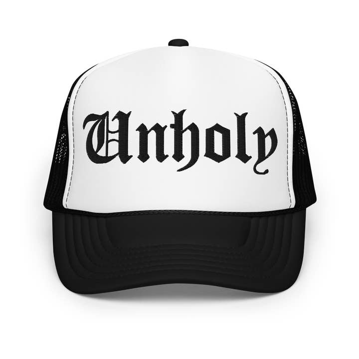Goth Cloth Co. - Wholesale Trucker hat – Unisex - Unholy Embroidered Foam Trucker Hat9