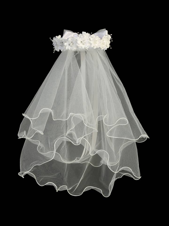 Flower Crown Veil with Pearl & Gem Flowers for wholesale by Kid's Dream