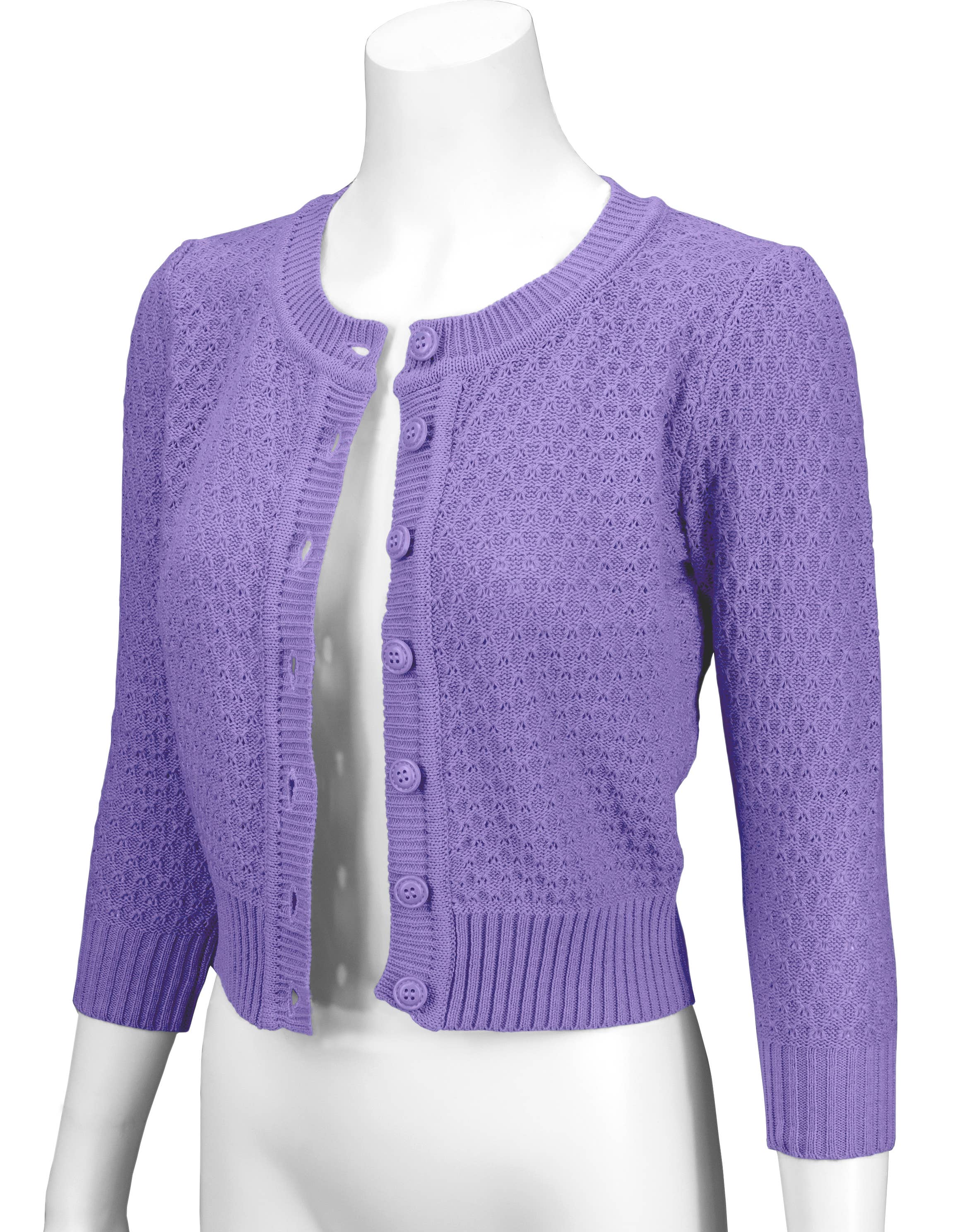 Mak – Engroshandel Cardigan - Dame – Mak 3/4-ærmet kort strikket cardigan med rund hals MK351417