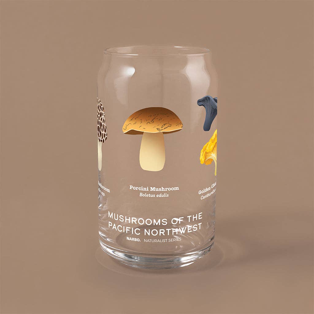 NARBO - Wholesale Drinking Glass/Cup - THE CAN Naturalist - Mushrooms of PNW , 16oz1