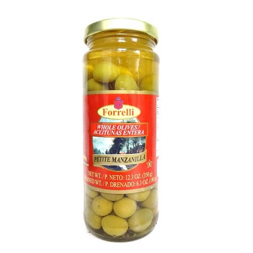 Merchandise Unlimited – wholesale Olives – Forrelli Olives Whole Petite 12.3oz Manzanilla0
