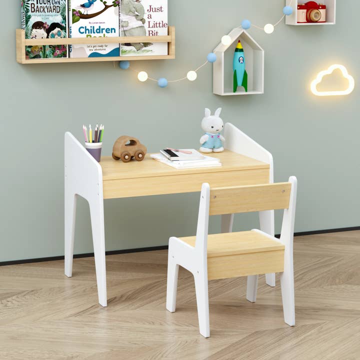 39F Inc. - Wholesale Chair - Kids - Kids Table Set with Chair – Wooden Study Table, White8