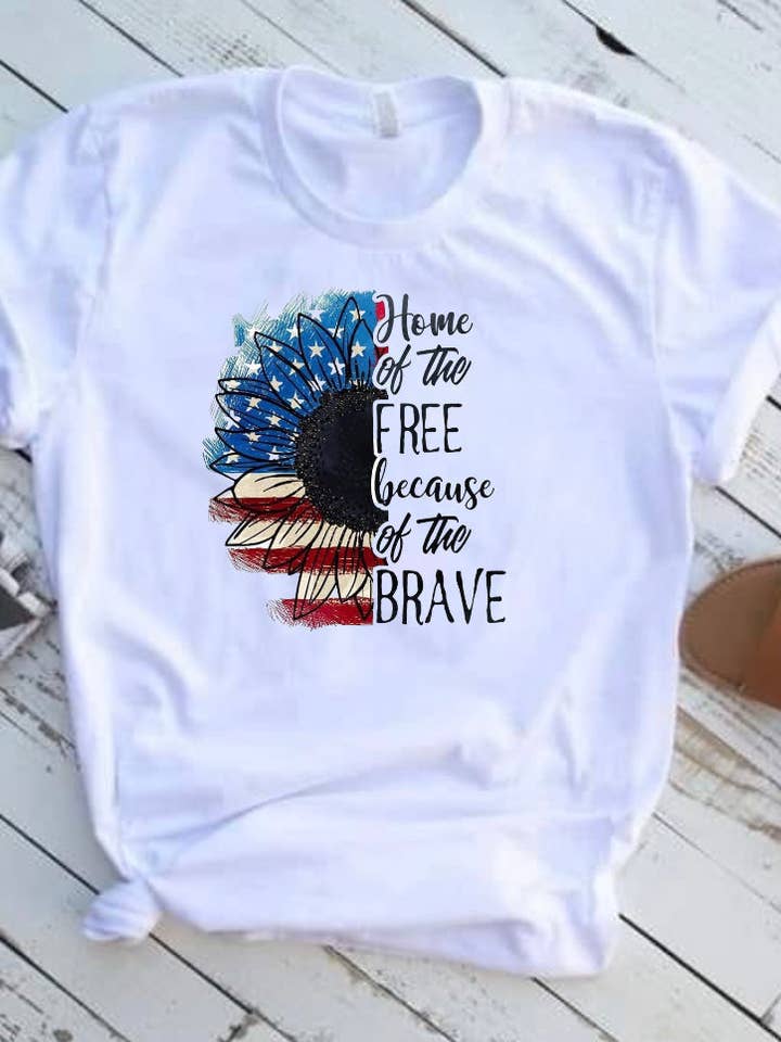 Home of the Free because of the Brave Tee para venta al por mayor de Creative Queen Boutique