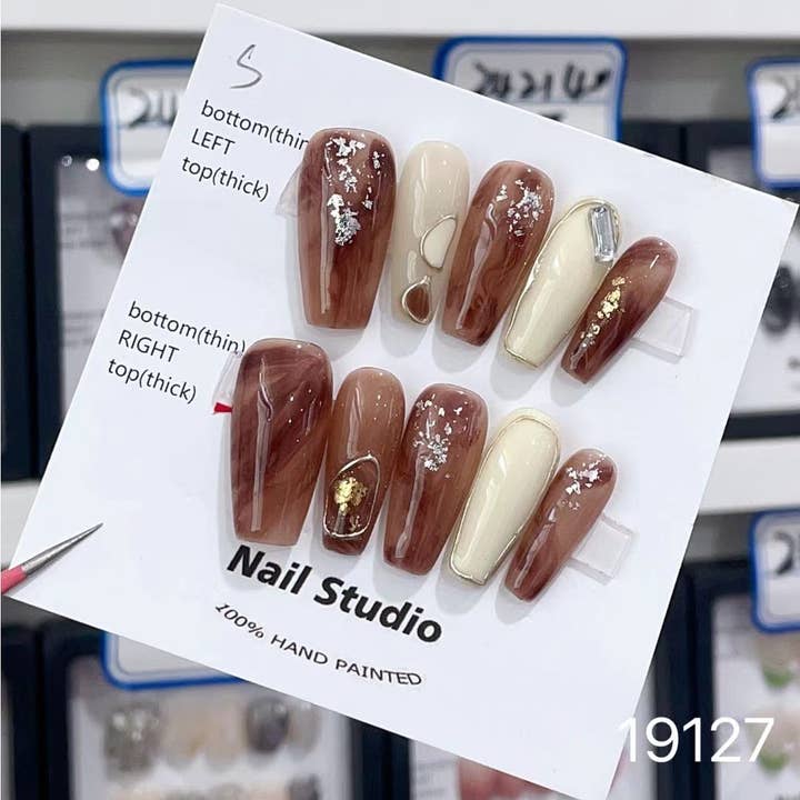 hand made Press on Nails 19127 for wholesale by foamboxnail