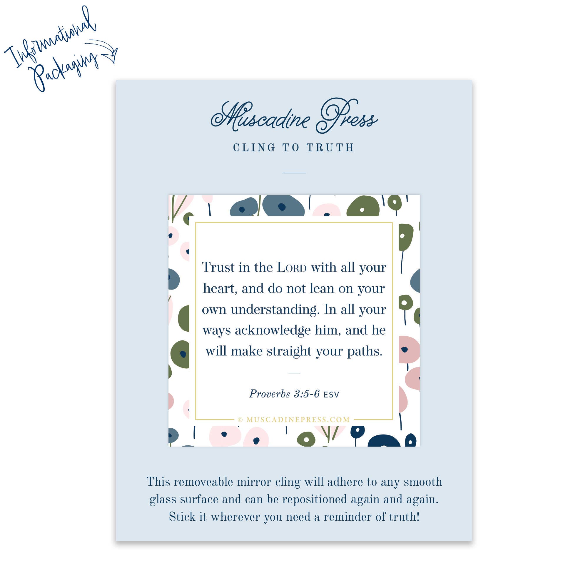 Muscadine Press - Wholesale Sticker - Scripture Mirror Cling, Trust in the Lord1