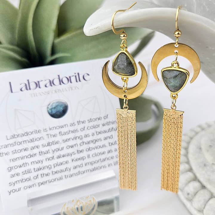 WonderLight Jewelry – wholesale Tofsörhängen – Halvmånens tofsörhängen - Labradorit/Transformation0