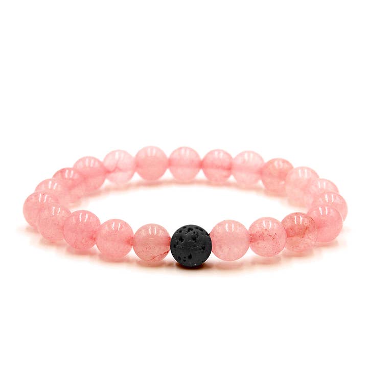 Rose Quartz + Lava Essential Oil Lava Diffuser Bracelet for wholesale by Matrix Aromatherapy