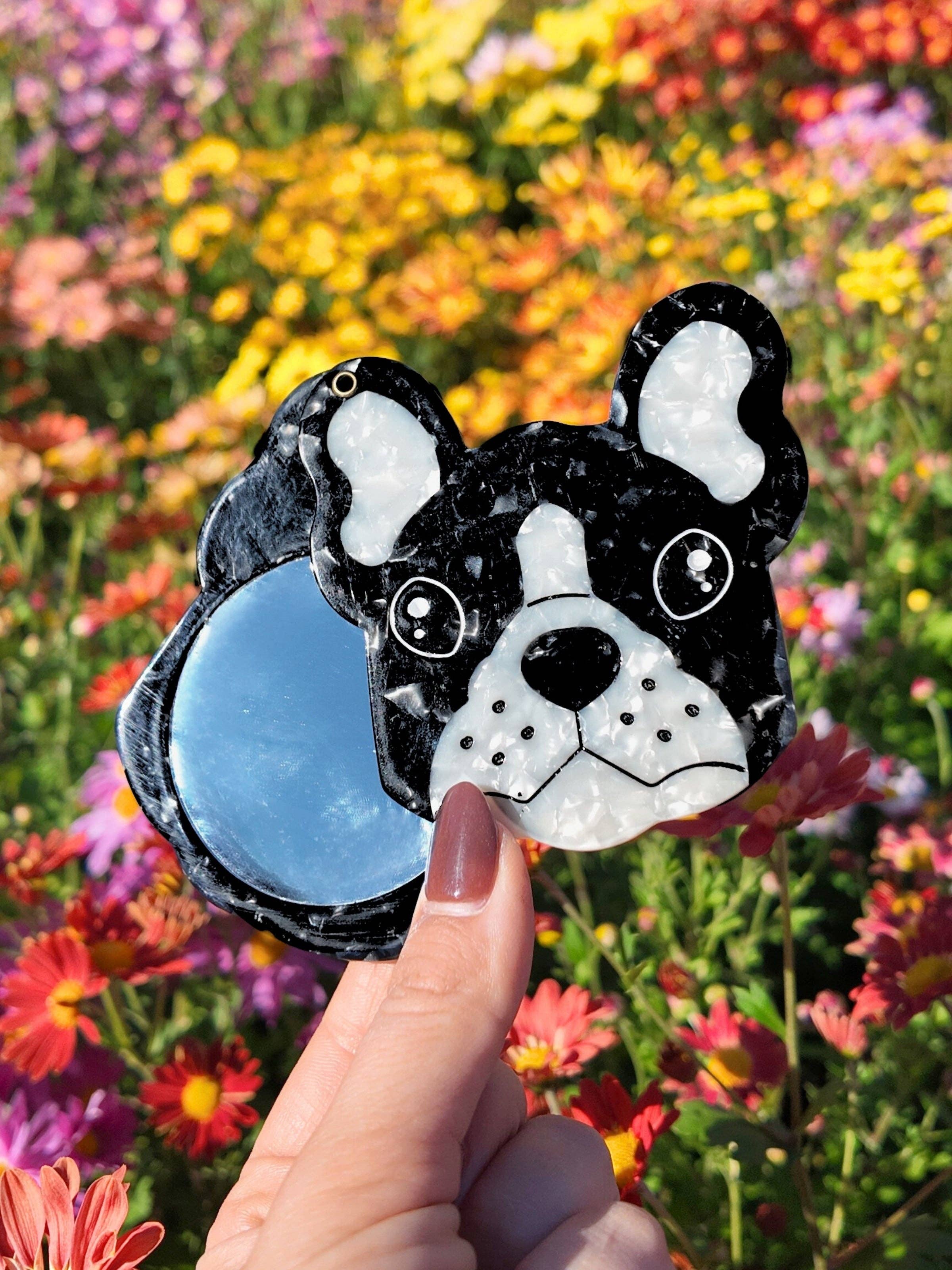 Solar Eclipse - Wholesale Compact Mirror - Hand-painted Frenchie Dog Compact Mirror | Eco-Friendly1
