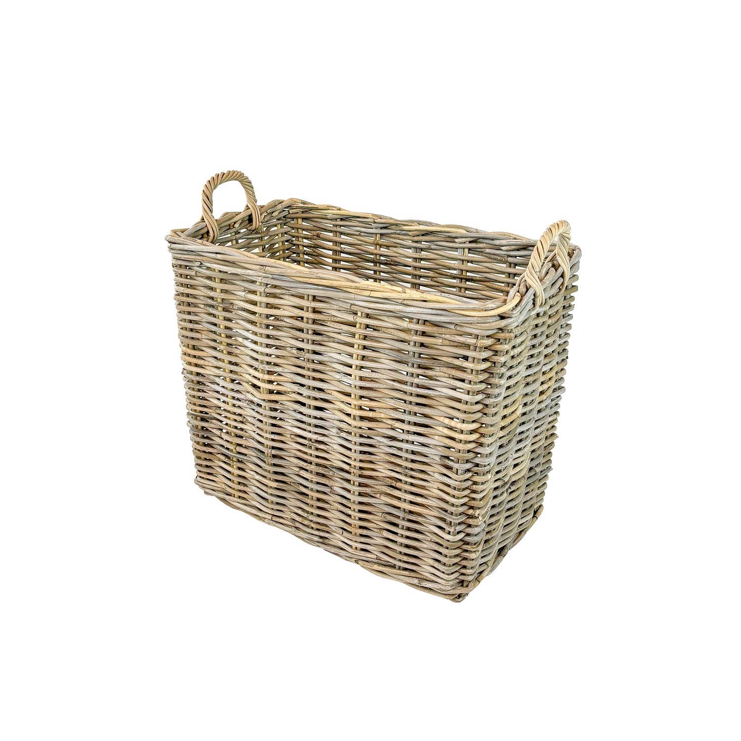 Grey Set of 2 Rectangle Rattan Baskets for wholesale on Faire4
