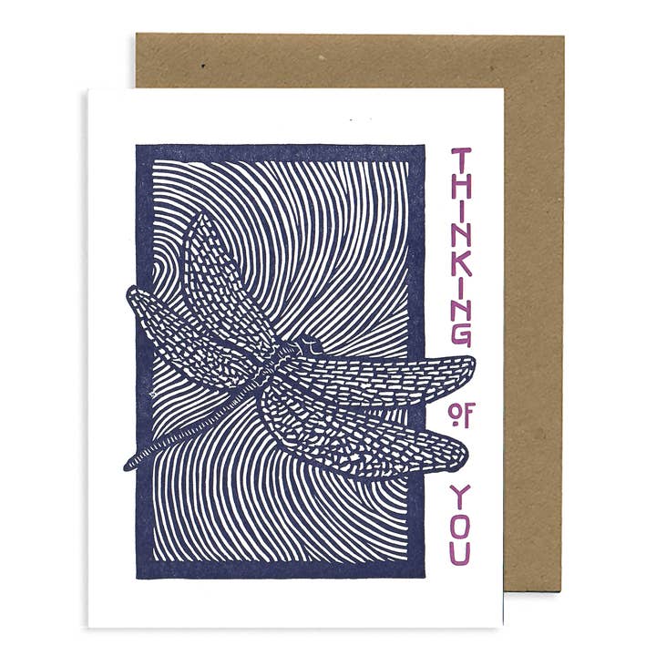 Dragonfly A Pensar em Si LETTERPRESS CARTÃO por atacado de Lynn-oleum