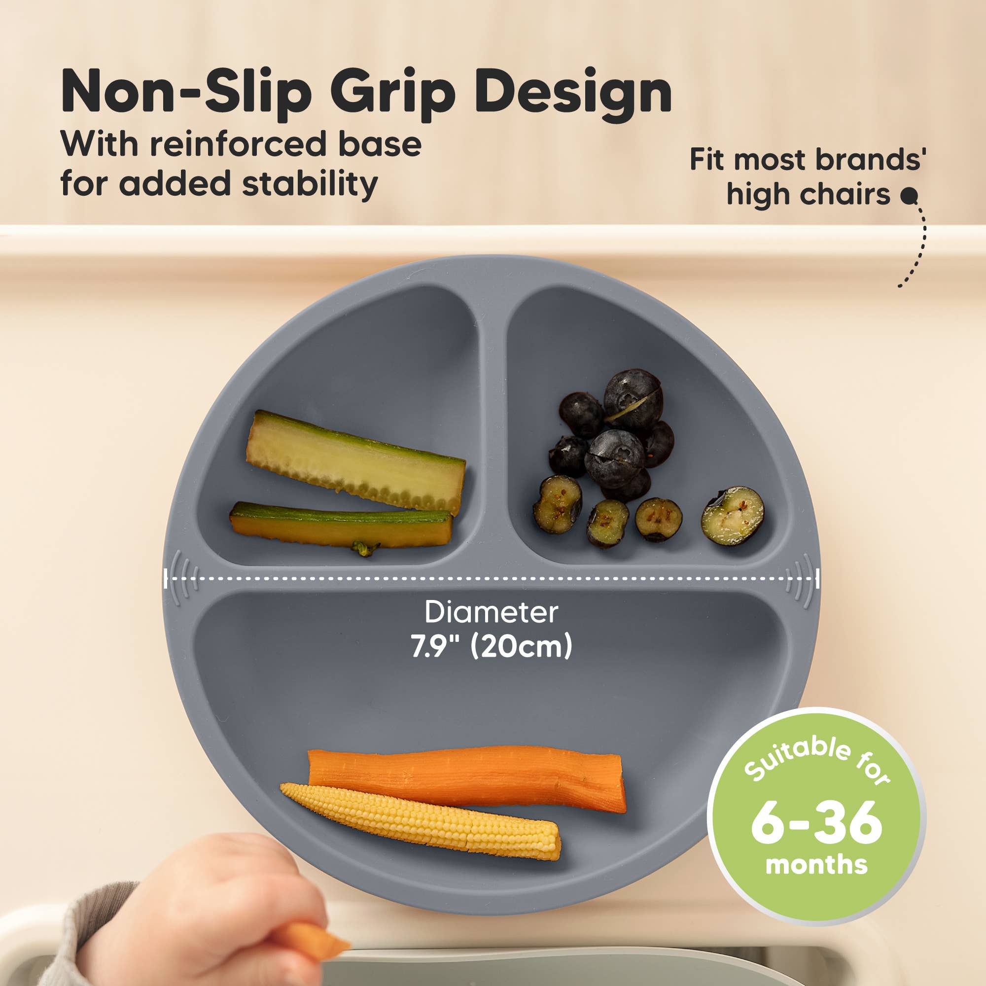 Slate 3-Pack Prep Suction Plates for Baby, BPA-Free Silicone Plate for wholesale on Faire3