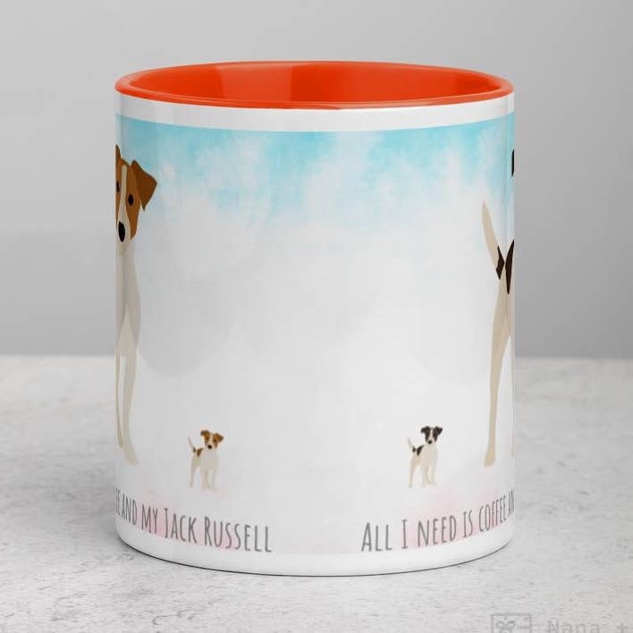 Jack Russell Mug with Colour Inside for wholesale by Nana + Belle