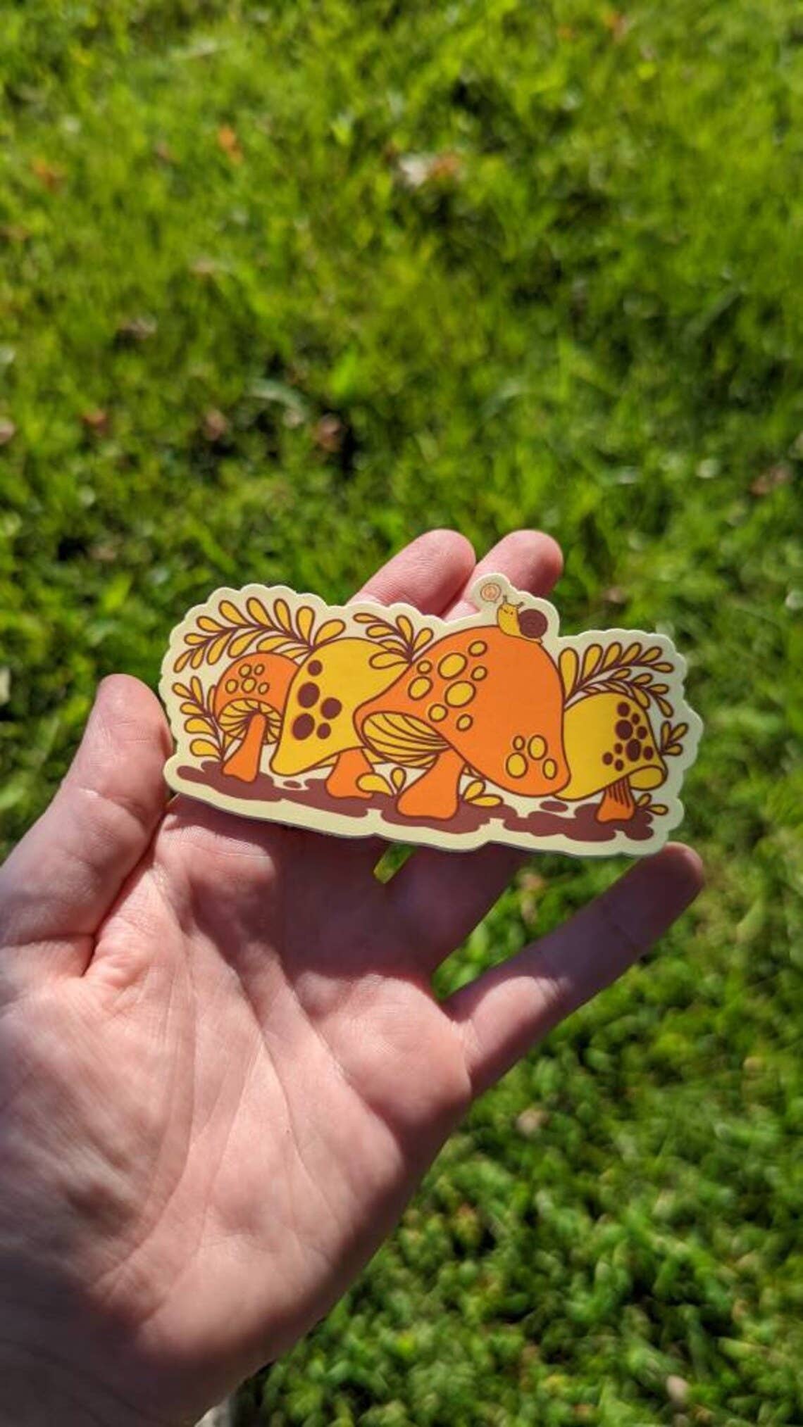 Corkscrew Curiosities - Vente Autocollant - Autocollant Groovy Merry Happy Mushroom1