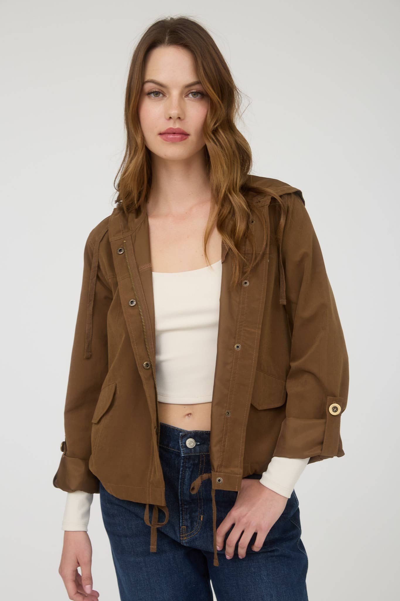 Blu Pepper - Wholesale Jacket - Women's - SNAP BUTTON ZIP UP HOODED JACKET26