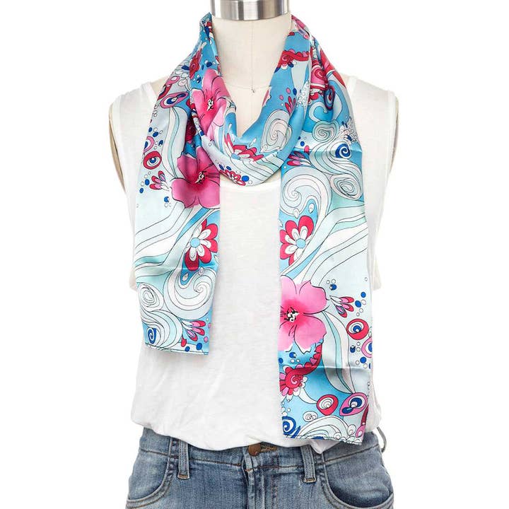 Artini Accessories - Wholesale Scarf - Women's - Long Floral Silk Scarf2