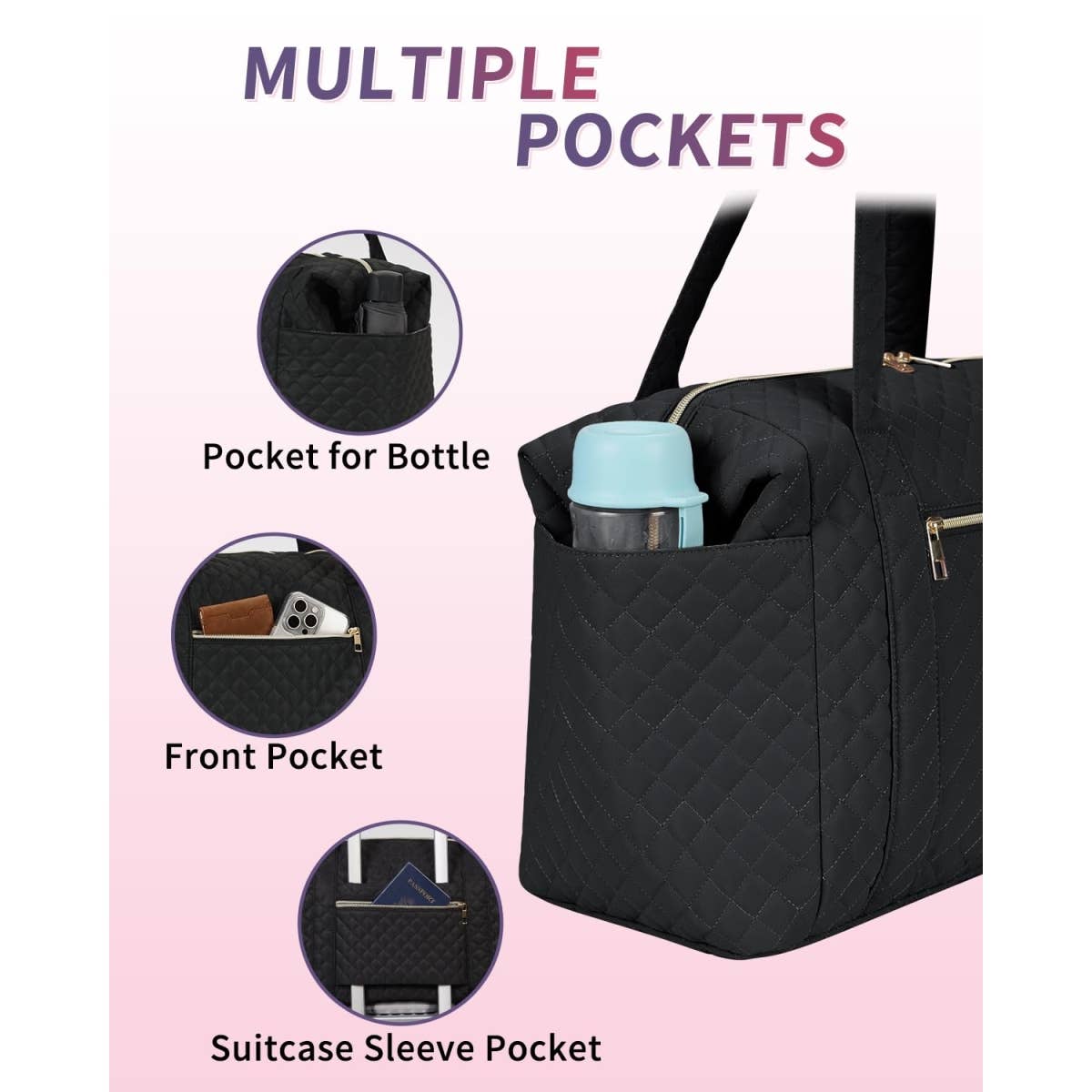 wandf – Großhandel Weekender-Tasche – Unisex – Gesteppte Schultertaschen Flugzeug Reisetasche Unter Sitz Tasche11