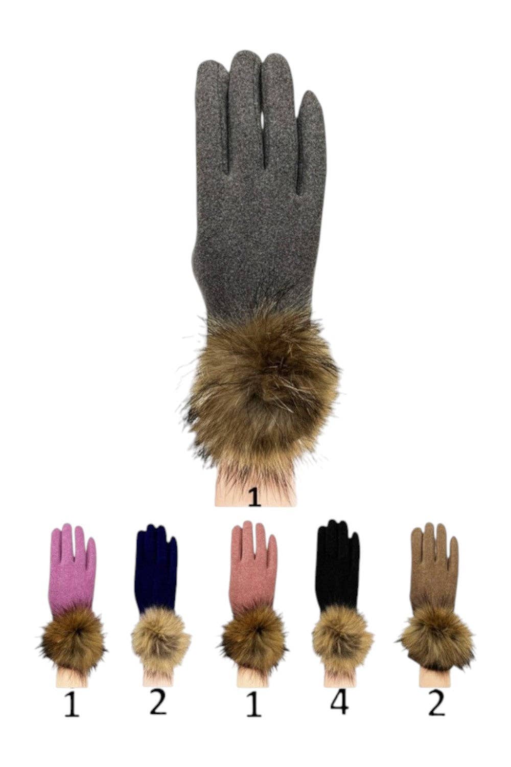ASSORTI Gants à pompons pour femmes GL149 (12 PAIRES) en vente sur Faire2