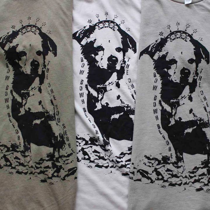 Yonder Studios - Wholesale Screen Printed T-Shirt - Unisex - Dog Worship Shirt on Heather Stone