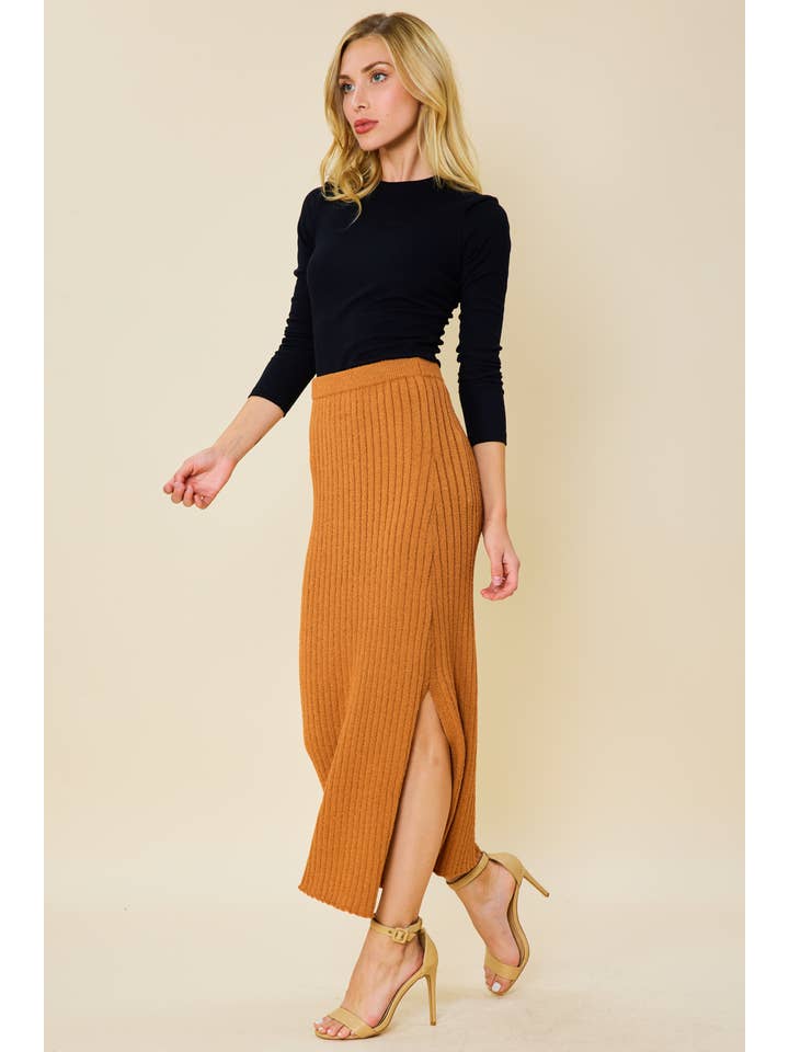 FSL Apparel - Wholesale Skirt - Women's - IS8035 - RIBBED HIGH WAIST SWEATER SKIRT WITH SIDE SLIT9