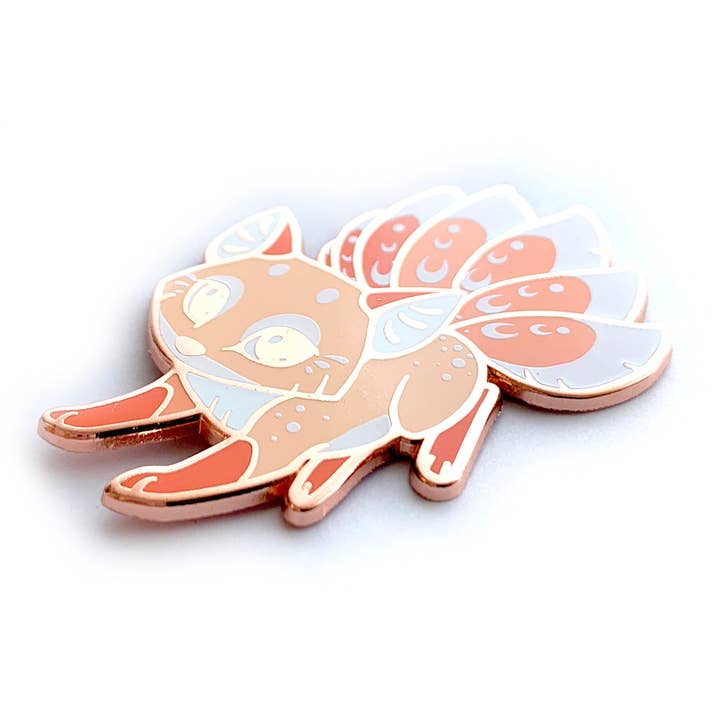 ShinePaw Design - Wholesale Lapel Pin/Button - Pink Kitsune Enamel Pin