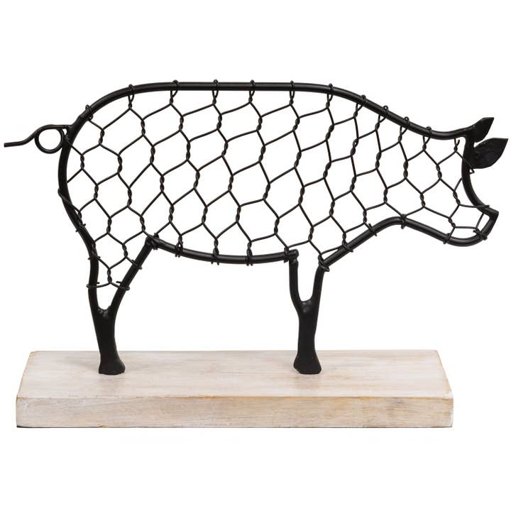 Cochon en fil de fer noir pour la vente par The Hearthside Collection