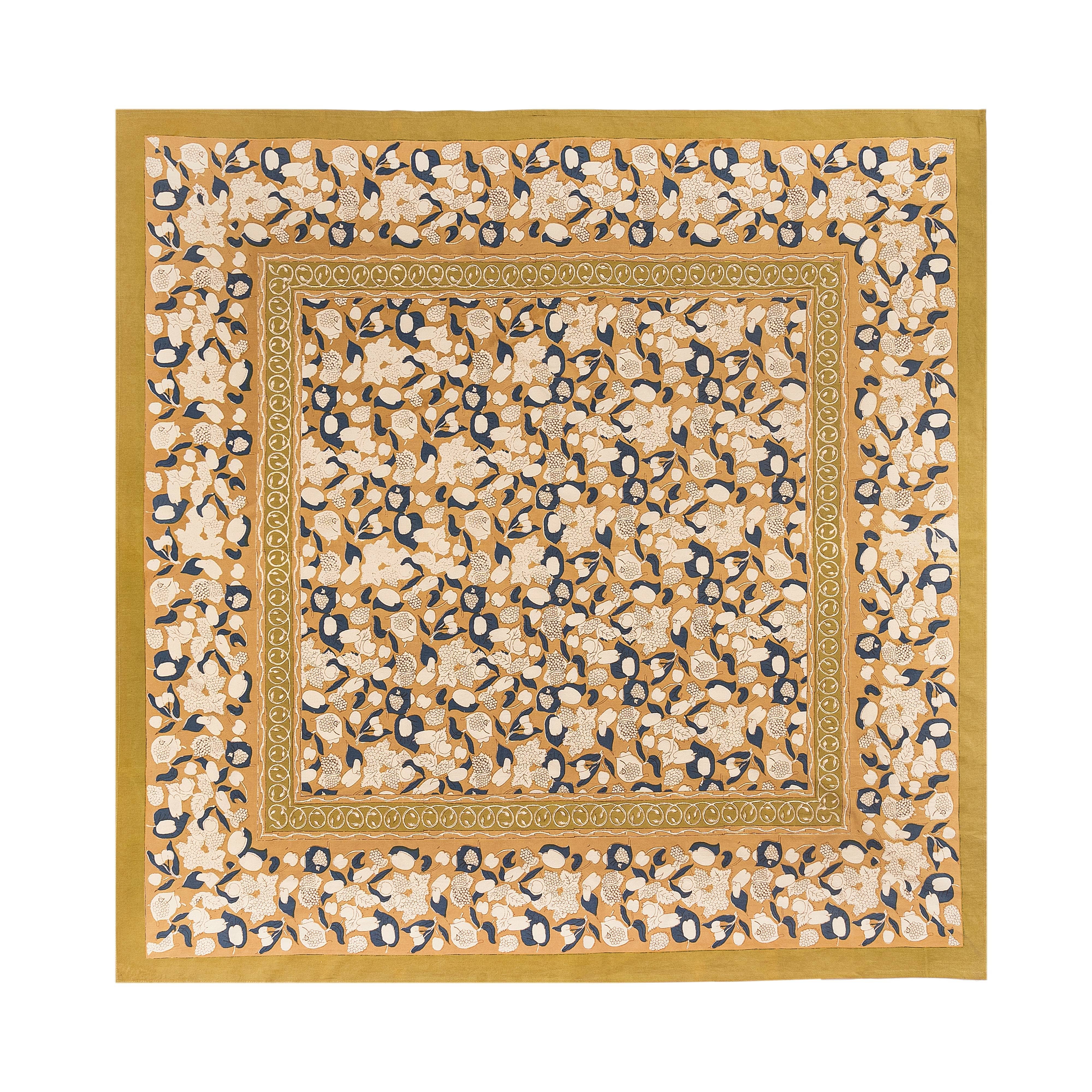 Couleur Nature - Vente Nappes - Nappe Forest Harvest moutarde et bleu | Couleur Nature0