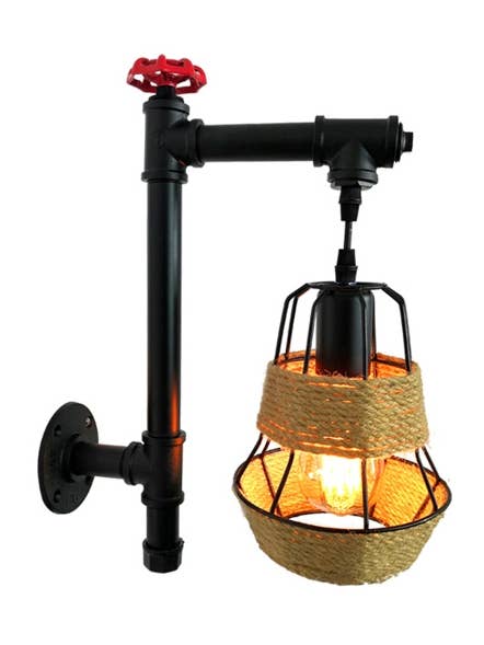 Lampe murale Juliette d'Ohno Home Accessories, noire, corde, rouge pour la vente par Ohno