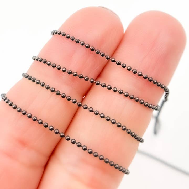 Tresor Jewelry Inc. - Wholesale Link & Chain Necklace - V111BR. Black Rhodium Sterling Silver Black Rhodium Ball Chain