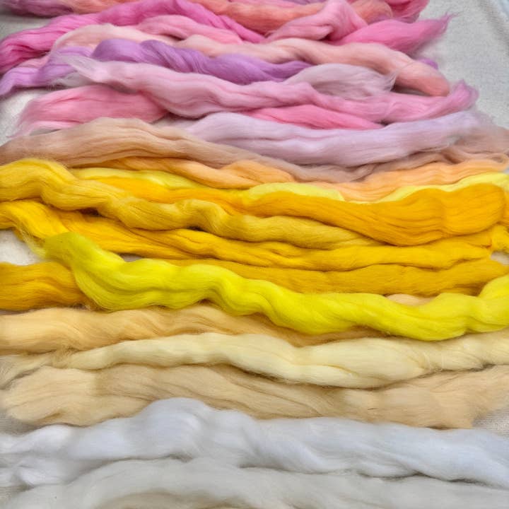 Multicolor 100 COLORS MERINO WOOL NEEDLE FELTING/HANDSPUN for wholesale on Faire7